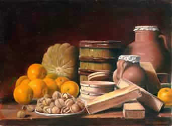 Still life with oranges | Oil on canvas - 5 x 7 inch